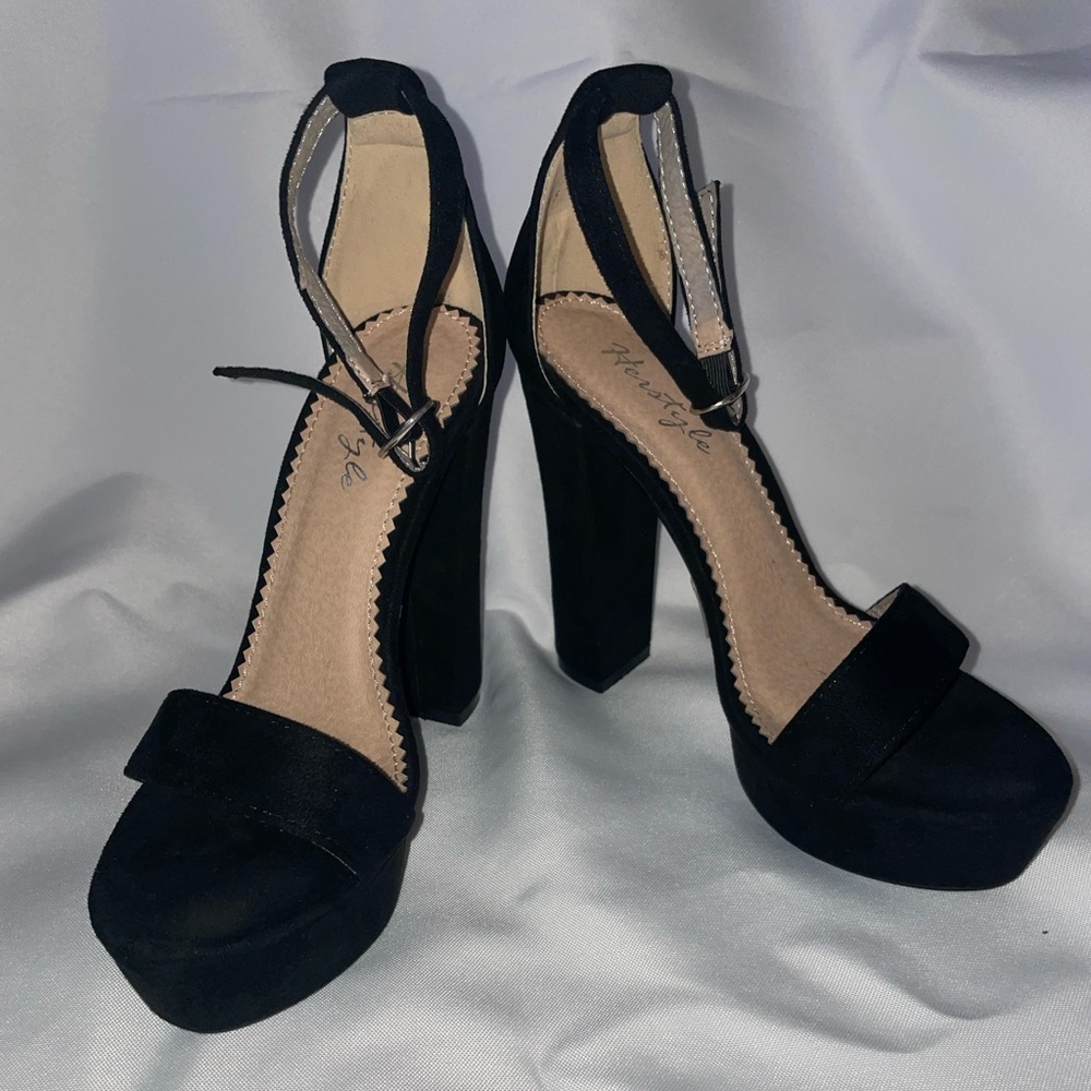 Black Strappy Heels, Size 5, only worn once